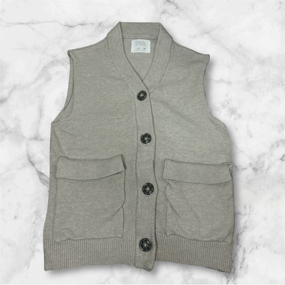 Zara Grey Sweater Button Vest